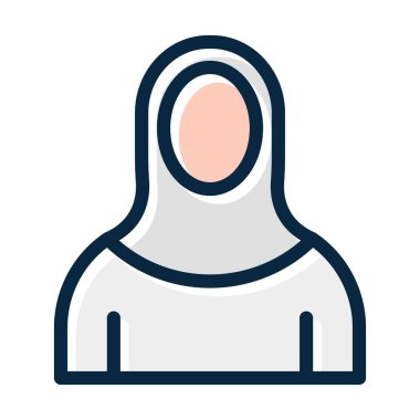 Kişisel ve Ticari Kullanım İçin Koyu Renk Simgelerini Doldurulmuş İslami Kadın Seçmen Çizgisi