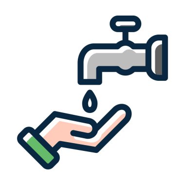 Wudu Vektör Kalın Çizgisi Kişisel ve Ticari Kullanım İçin Koyu Renk Simgeleri Dolduruldu