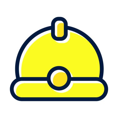 Kişisel ve Ticari Kullanım İçin Koyu Renk Simgelerini Doldurulmuş İnşaat Miğferi Vektör Kalın Çizgisi