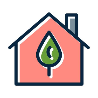 Eko Ev Vektörü Kalın Çizgisi Kişisel ve Ticari Kullanım İçin Koyu Renk Simgeleri Dolduruldu