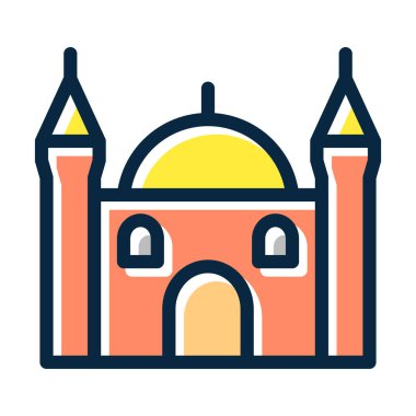 Cami Vektörü Kalın Çizgisi Kişisel ve Ticari Kullanım İçin Koyu Renk Simgeleriyle Dolu