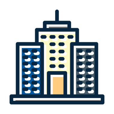 Kişisel ve Ticari Kullanım İçin Koyu Renk Simgeleri Doldurulmuş Gökdelenler Kalın Çizgisi