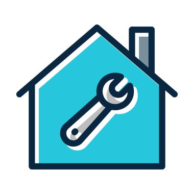 Kişisel ve Ticari Kullanım İçin Koyu Renk Simgelerini Doldurulmuş Ev Yenileme Vektörü Kalın Çizgisi