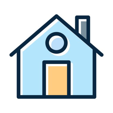 Ev Vektörü Kalın Çizgisi Kişisel ve Ticari Kullanım İçin Koyu Renk Simgeleri Dolduruldu