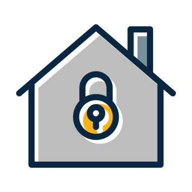 Ev Kilidi Kalın Çizgisi Kişisel ve Ticari Kullanım İçin Koyu Renk Simgeleri Dolduruldu