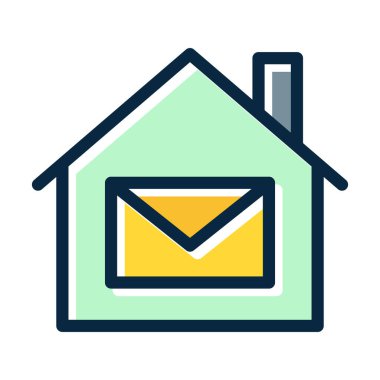 Kişisel ve Ticari Kullanım İçin Koyu Renk Simgeleri Doldurulmuş Ev Posta Çizgisi Kalın Çizgisi