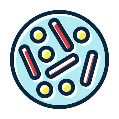 Kişisel ve Ticari Kullanım İçin Koyu Renk Simgelerini Doldurulmuş Bakteri Vektör Kalın Çizgisi