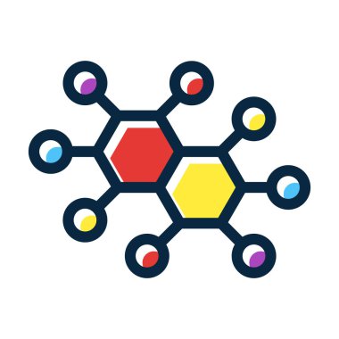 Kişisel ve Ticari Kullanım İçin Koyu Renk Simgelerini Doldurulmuş Molekül Vektör Kalın Çizgisi