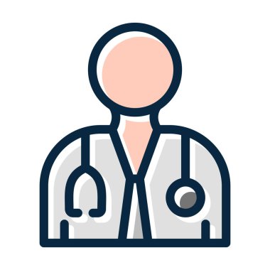 Doktor Vektör Kalın Çizgisi Kişisel ve Ticari Kullanım İçin Koyu Renk Simgeleri Dolduruldu