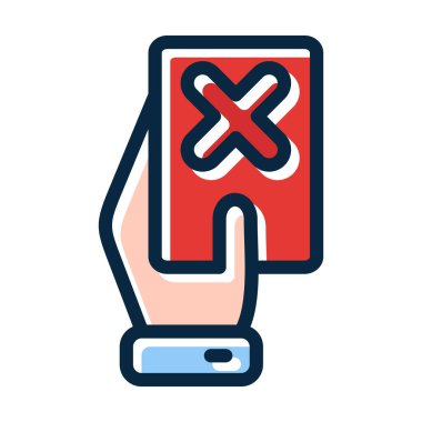 Kişisel ve Ticari Kullanım İçin Koyu Renk Simgeleri Doldurulmuş Kırmızı Kart Vektör Çizgisi