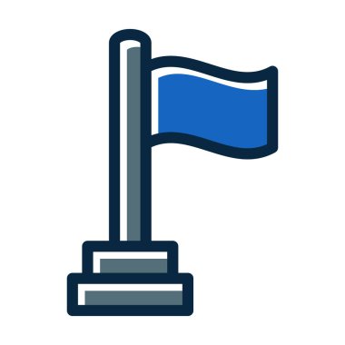 Bayrak Vektörü Kalın Çizgisi Kişisel ve Ticari Kullanım İçin Koyu Renk Simgeleri Dolduruldu