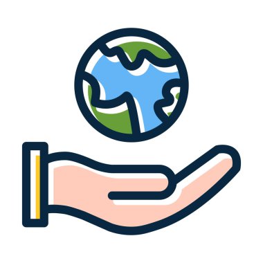 Koyu Renklerle Dolu Gezegen Vektör Kalın Çizgisini Kişisel ve Ticari Kullanım İçin Kaydet