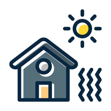 Kişisel ve Ticari Kullanım İçin Koyu Renk Simgelerini Doldurulmuş Isı Dalgası Kalın Çizgisi