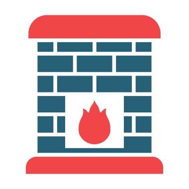 Kişisel ve ticari kullanım için Şömine Vektörü Sembolü İki Renk Simgesi