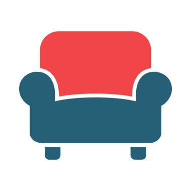 Kişisel ve ticari kullanım için Koltuk Vektörü Kabartma İki Renk Simgesi