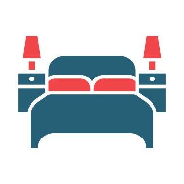 Kişisel ve ticari kullanım için Yatak Odası Vektör Sembolü İki Renk Simgesi