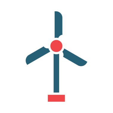 Kişisel ve Ticari Kullanım İçin Eyolik Türbin Vektör Sembolü İki Renk Simgesi