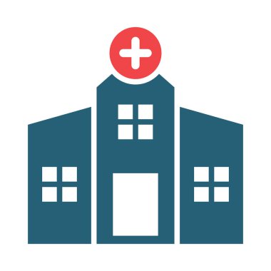 Hastane Vektör Sembolü Kişisel ve Ticari Kullanım İçin İki Renk Simgesi