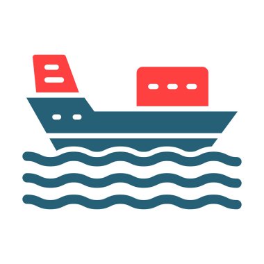 Kişisel ve ticari kullanım için Gemi Vektörü Sembolü İki Renk Simgesi