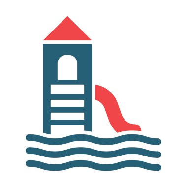 Kişisel ve ticari kullanım için Su Kaydırağı Vektörü Sembolü İki Renk Simgesi