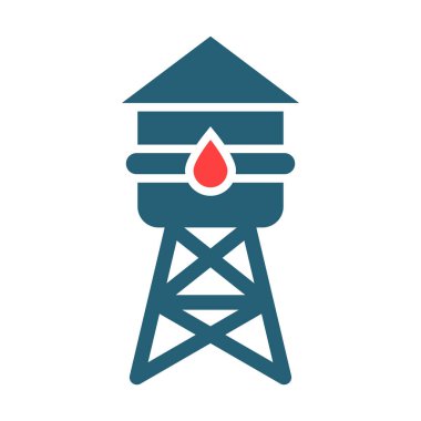 Kişisel ve ticari kullanım için Su Kulesi Vektör Sembolü İki Renk Simgesi