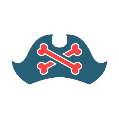 Kişisel ve Ticari Kullanım İçin Korsan Şapka Vektör Sembolü İki Renk Simgesi