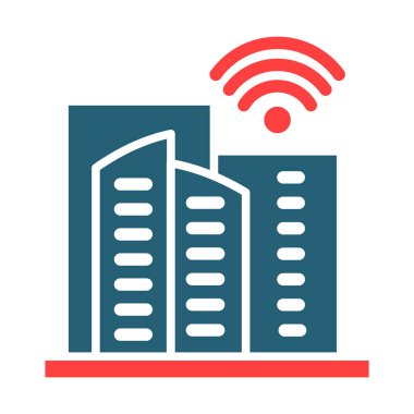 Kişisel ve ticari kullanım için Akıllı Şehir Vektörü Sembolü İki Renk Simgesi