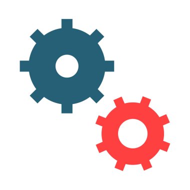 Kişisel ve ticari kullanım için Gears Vektör Sembolü İki Renk Simgesi