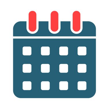 Kişisel ve ticari kullanım için Takvim Vektörü Kabartma İki Renk Simgesi