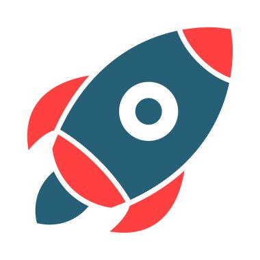 Kişisel ve ticari kullanım için Roket Vektörü Kabartma İki Renk Simgesi