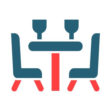 Kişisel ve ticari kullanım için Yemek Masası Vektörü Sembolü İki Renk Simgesi