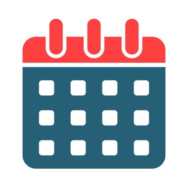 Kişisel ve ticari kullanım için Takvim Vektörü Kabartma İki Renk Simgesi