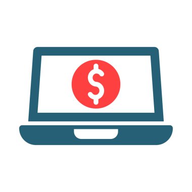 Kişisel ve Ticari Kullanım İçin Çevrimiçi Bankacılık Vektörü Sembolü İki Renk Simgesi