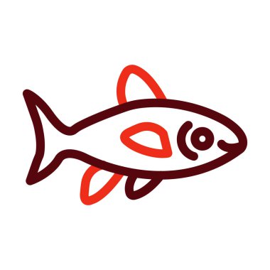 Neon Tetra Vektör Kalın Çizgisi Kişisel ve Ticari Kullanım İçin İki Renk Simgesi