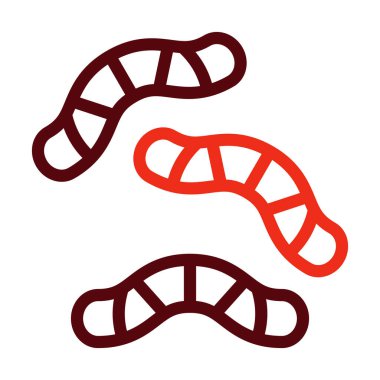 Kurtçuk Vektör Kalın Çizgisi Kişisel ve Ticari Kullanım İçin İki Renk Simgesi