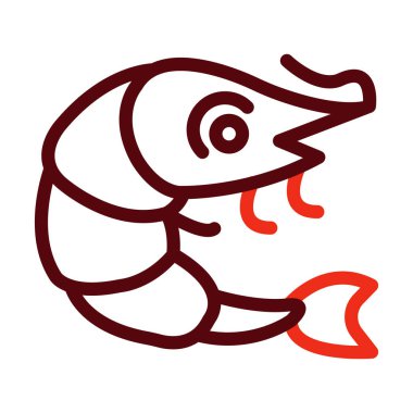 Kişisel ve Ticari Kullanım İçin Karides Vektör Kalın Çizgisi İki Renk Simgesi