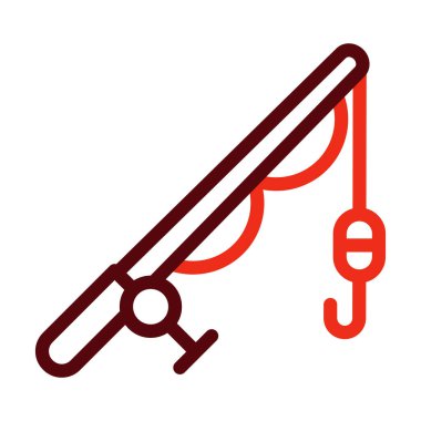 Balıkçılık Çubuğu Kalın Çizgisi Kişisel ve Ticari Kullanım İçin İki Renk Simgesi