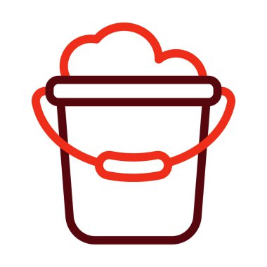 Su Kovası Vektör Kalın Çizgisi Kişisel ve Ticari Kullanım İçin İki Renk Simgesi