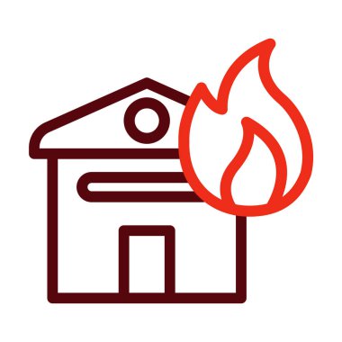 İtfaiye Merkezi Vektör Kalın Çizgisi Kişisel ve Ticari Kullanım İçin İki Renk Simgesi