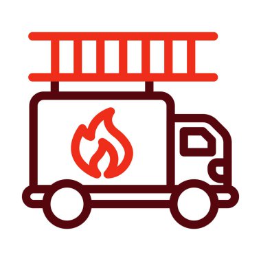 İtfaiye Aracı Kalın Çizgisi Kişisel ve Ticari Kullanım İçin İki Renk Simgesi