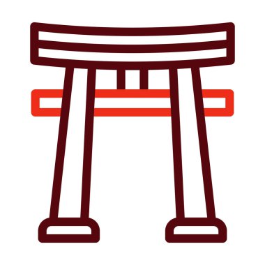 Torii Kapı Vektörü Kalın Çizgi Kişisel ve Ticari Kullanım İçin İki Renk Simgesi