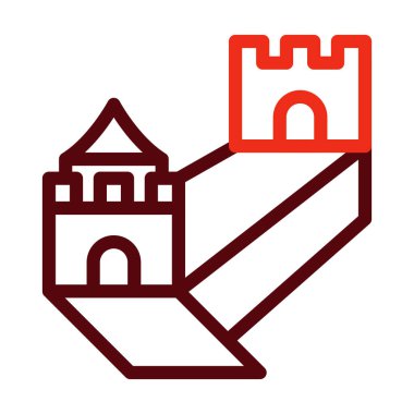 Çin Seddi Kişisel ve Ticari Kullanım İçin İki Renk Simgesi Kalın Çizgisi