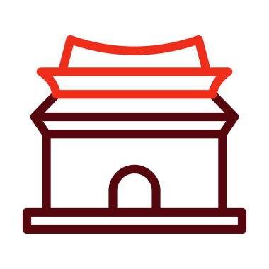 Ming Hanedanlığı Mezar Vektör Çizgisi Kişisel ve Ticari Kullanım İçin İki Renk Simgesi