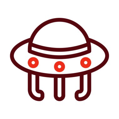 Kişisel ve ticari kullanım için UFO Vektör Kalın Çizgisi İki Renk Simgesi