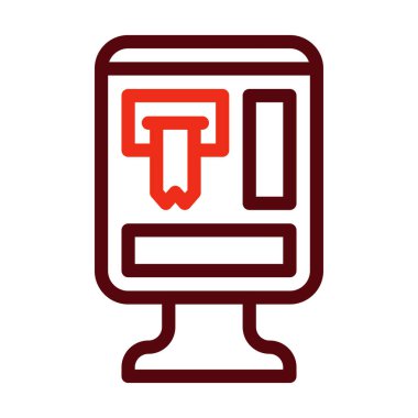 Bilet Makinesi Kalın Çizgi Kişisel ve Ticari Kullanım İçin İki Renk Simgesi