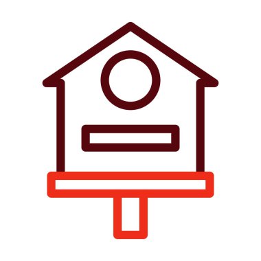 Kuş Evi Vektör Kalın Çizgisi Kişisel ve Ticari Kullanım İçin İki Renk Simgesi