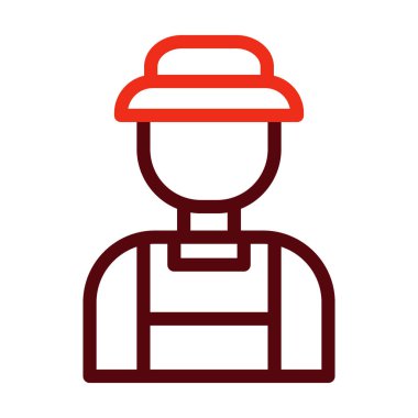 Çiftçi Vektör Kalın Çizgisi Kişisel ve Ticari Kullanım İçin İki Renk Simgesi