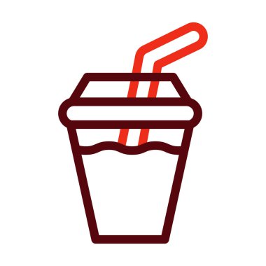 Bubble Tea Vector Kalın Çizgi Kişisel ve Ticari Kullanım İçin İki Renk Simgesi