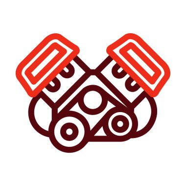 Kişisel ve ticari kullanım için Motor Vektörü Kalın Çizgisi İki Renk Simgesi