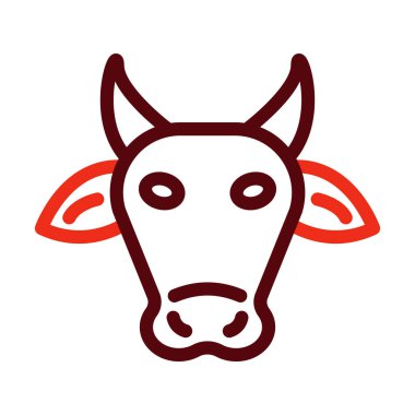 Kişisel ve ticari kullanım için İnek Vektör Kalın Çizgisi İki Renk Simgesi